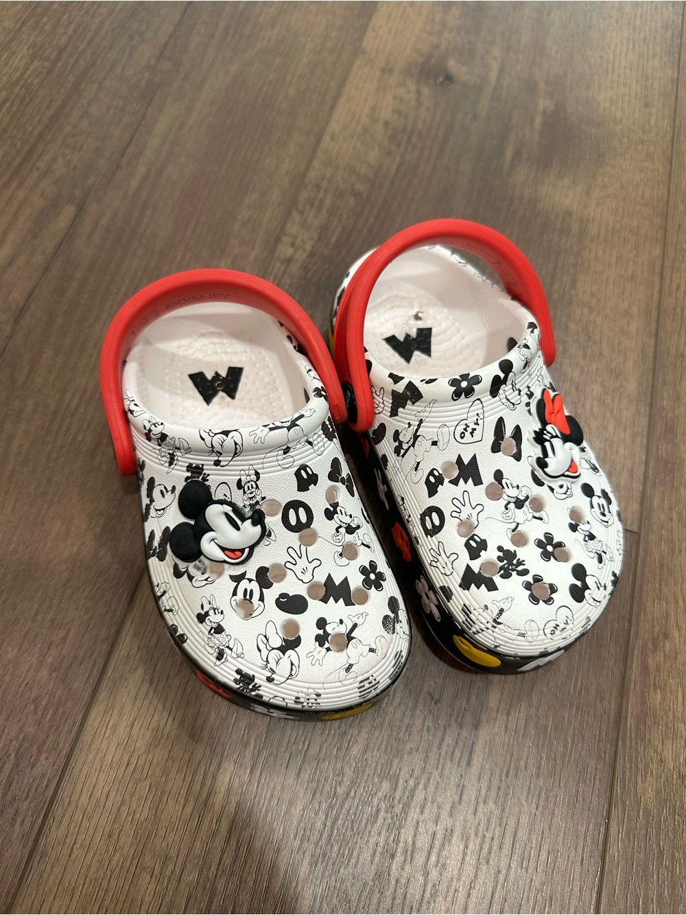 Kids White and Red Mickey Mouse Slip-On Clogs